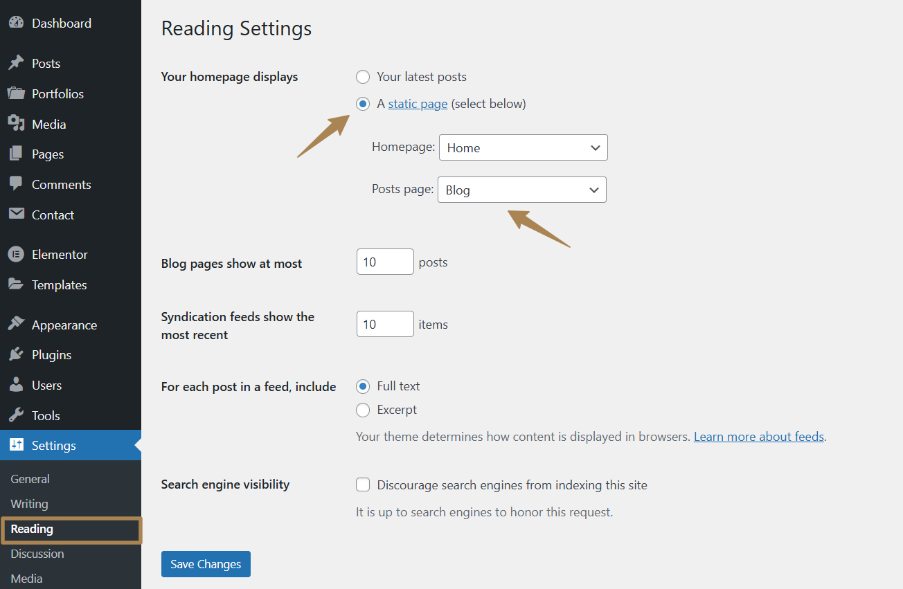 Reading-Settings-‹-Archex-—-WordPress-12-30-2024_07_53_AM